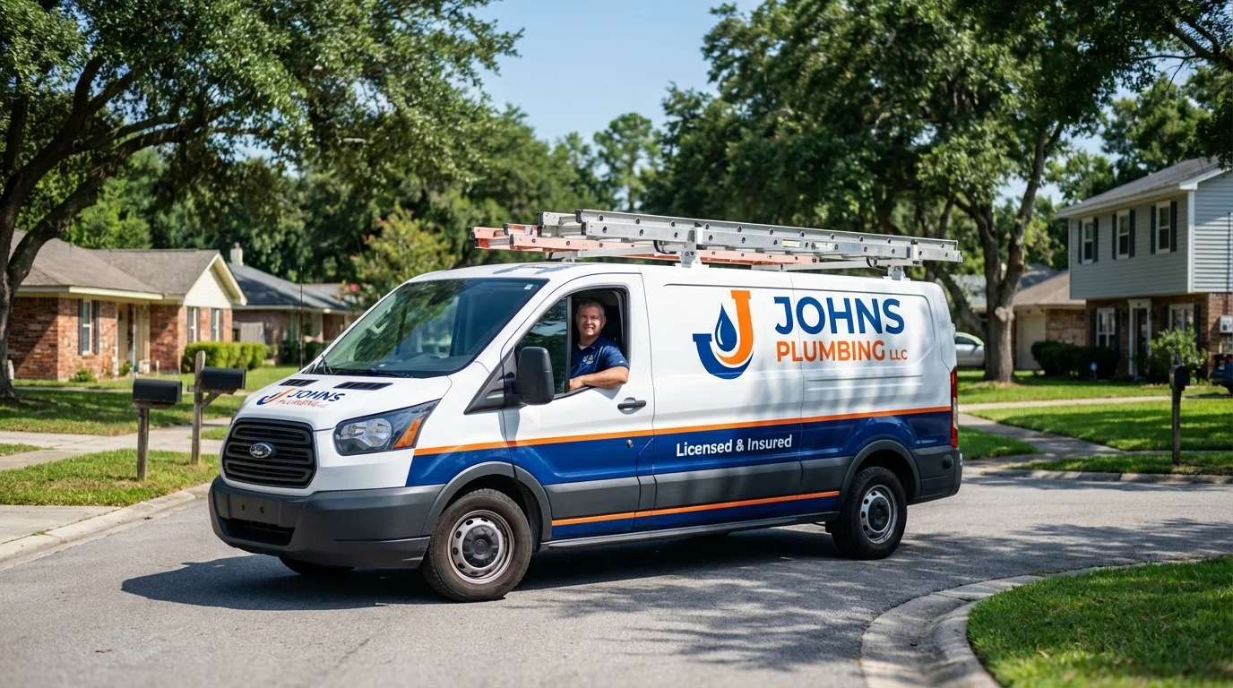 Johns Plumbing LLC service van in Hoboken, NJ