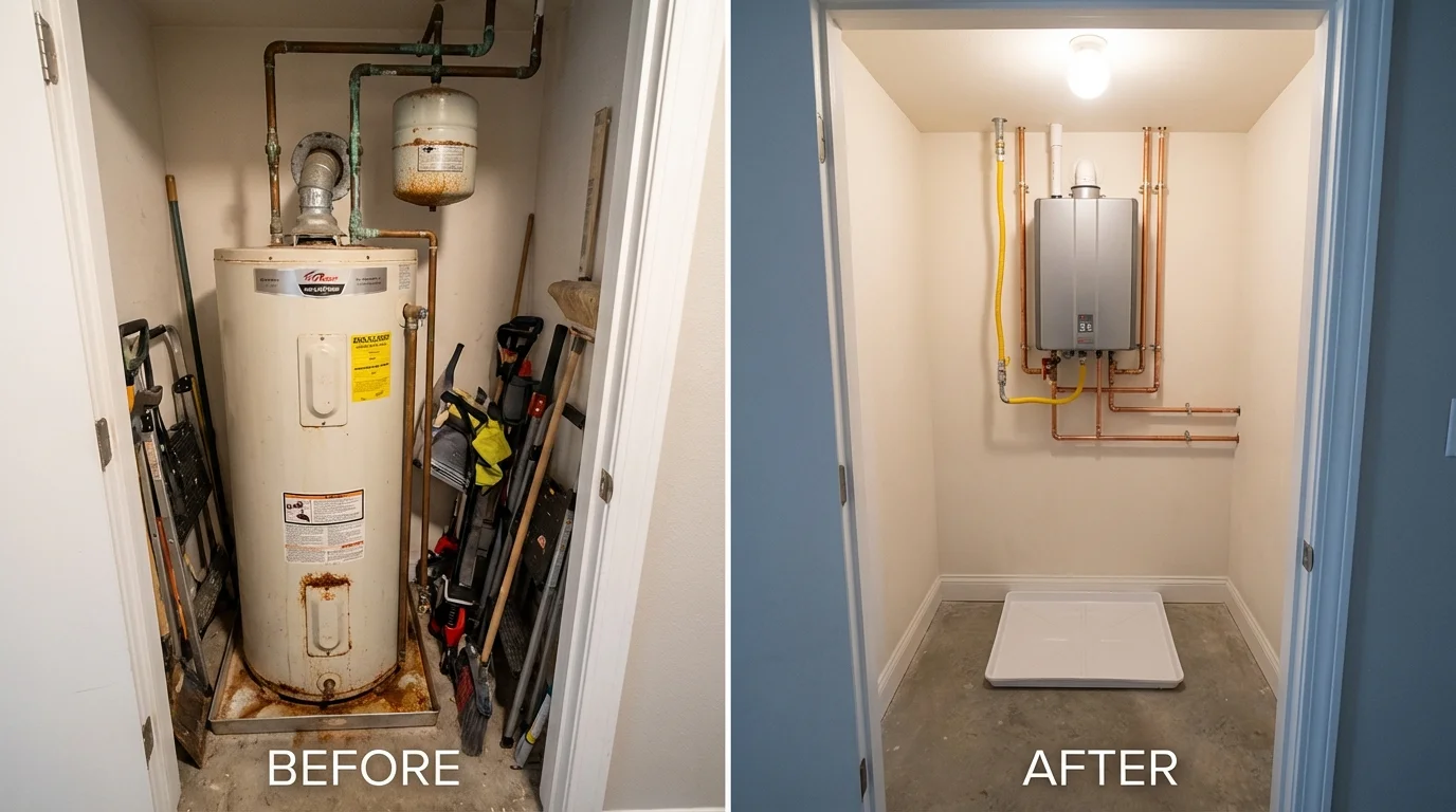 Tank water heater versus wall-mounted tankless unit comparison for Hoboken, NJ homeowners